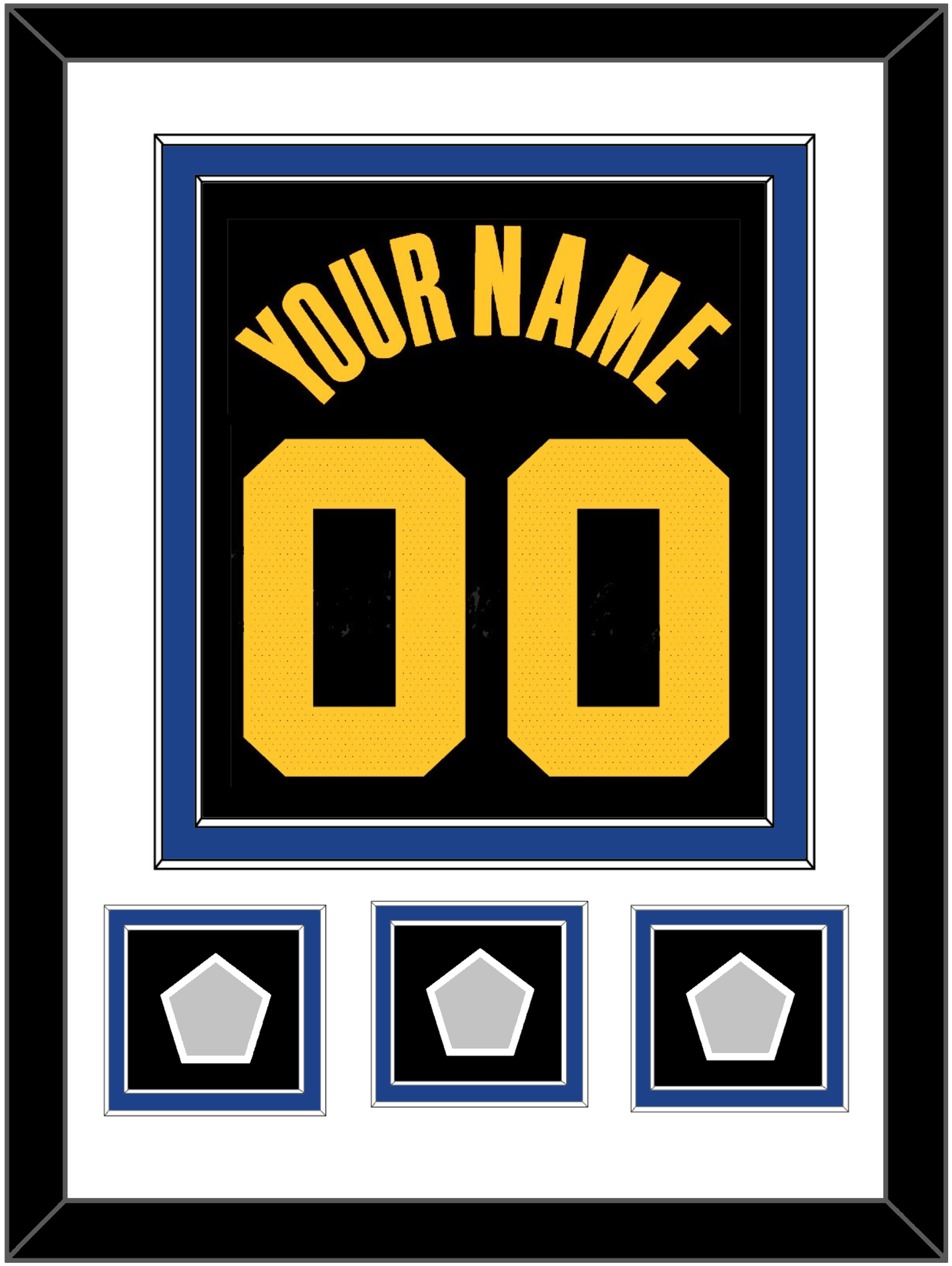 Golden State Name & Number With 3 Champions Patches - Black City (2021-2022) - Signature Tier 1