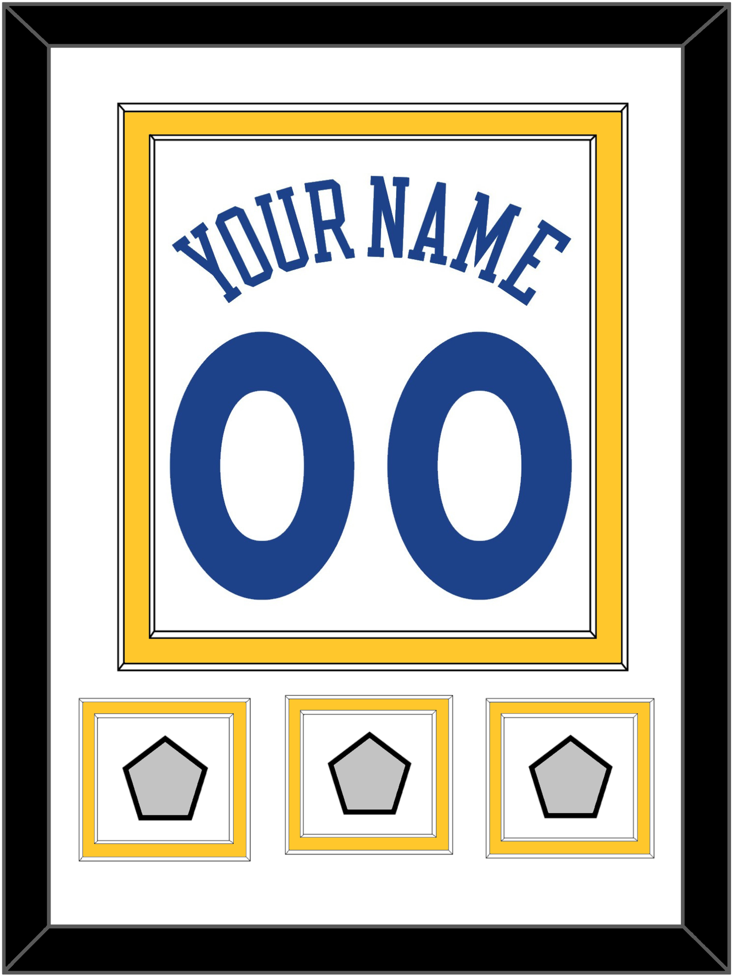 Golden State Name & Number With 3 Finals Patches - Home White (2010-2019) - Signature Tier 1