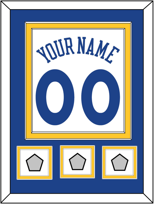 Golden State Name & Number With 3 Champions Patches - Home White (2010-2019) - Signature Tier 2