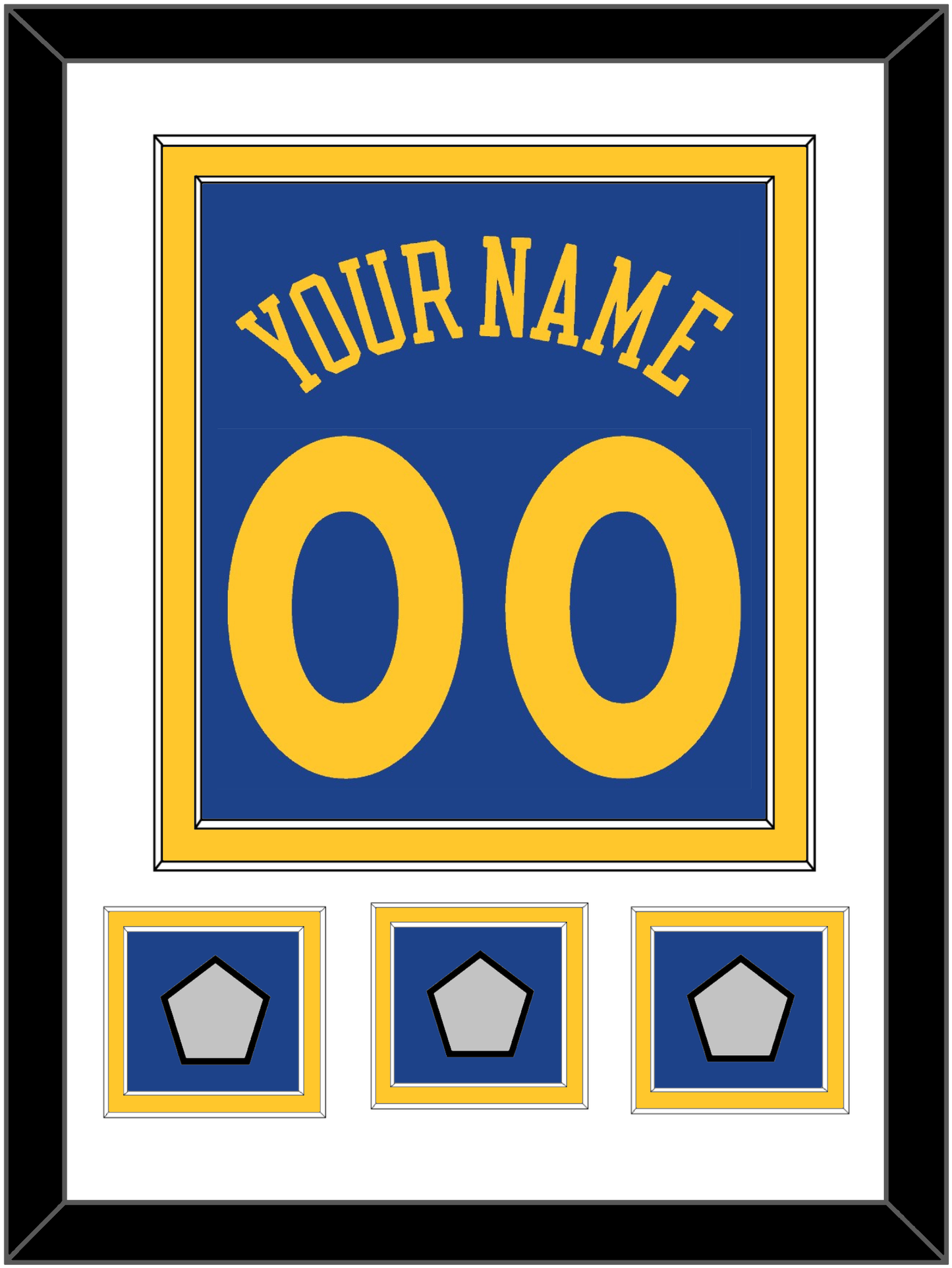 Golden State Name & Number With 3 Champions Patches - Road Blue (2010-2019) - Signature Tier 1