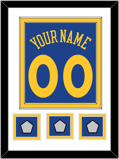 Golden State Name & Number With 3 Champions Patches - Road Blue (2010-2019) - Signature Tier 1