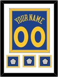 Golden State Name & Number With 3 Champions Patches - Road Blue (2010-2019) - Double Mat 1