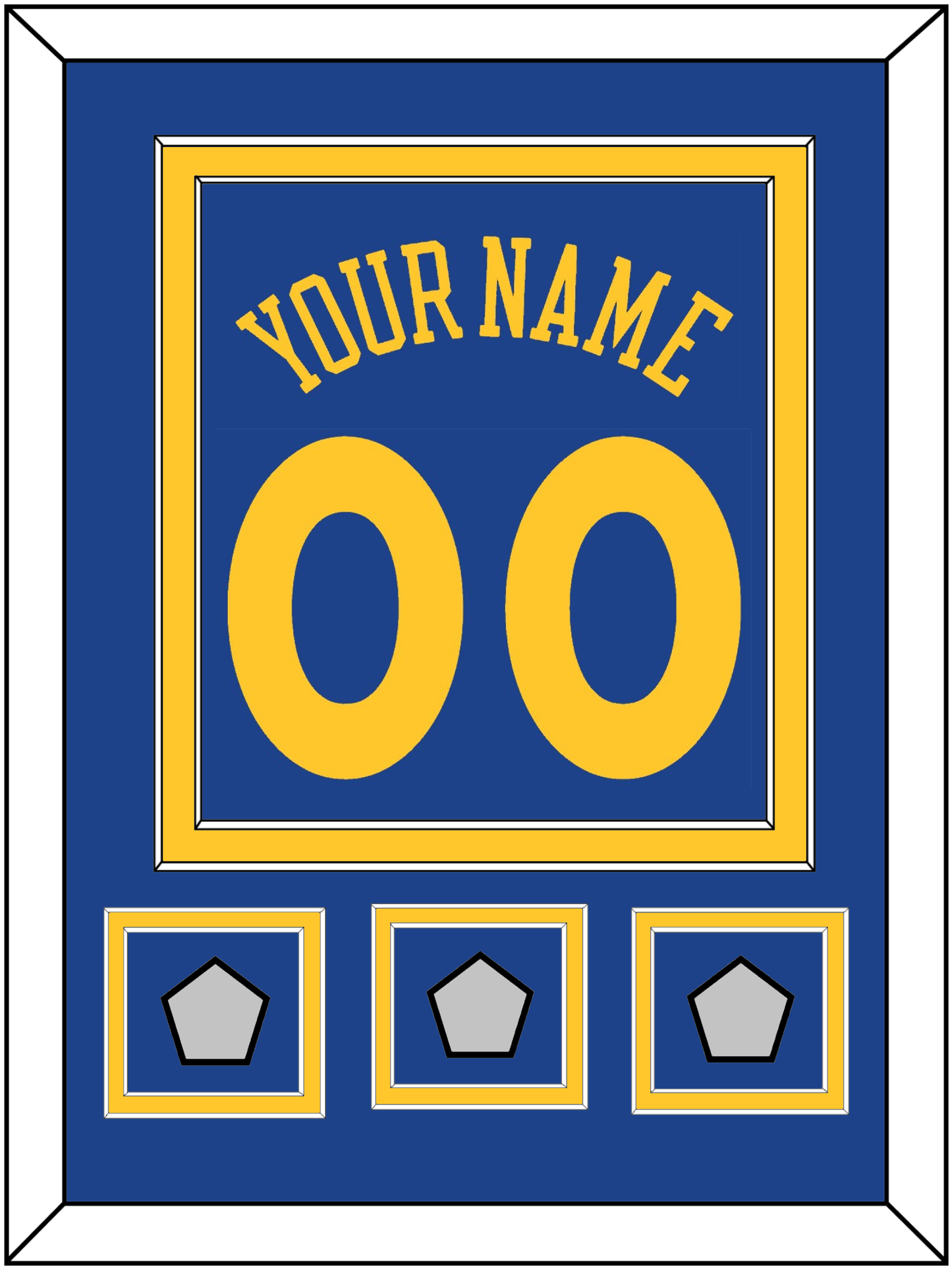 Golden State Name & Number With 3 Champions Patches - Road Blue (2010-2019) - Signature Tier 2