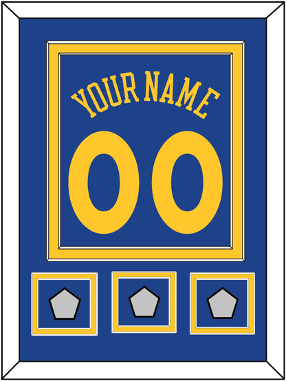 Golden State Name & Number With 3 Champions Patches - Road Blue (2010-2019) - Signature Tier 2