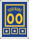 Golden State Name & Number With 3 Champions Patches - Road Blue (2010-2019) - Double Mat 2