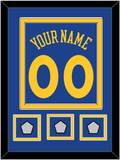 Golden State Name & Number With 3 Champions Patches - Road Blue (2010-2019) - Double Mat 2