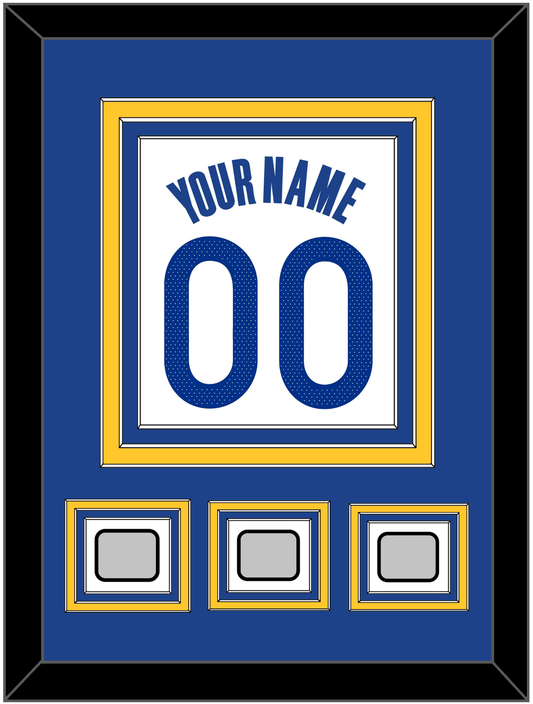 Golden State Name & Number With 3 Champions Patches - White Association - Premier Tier 2