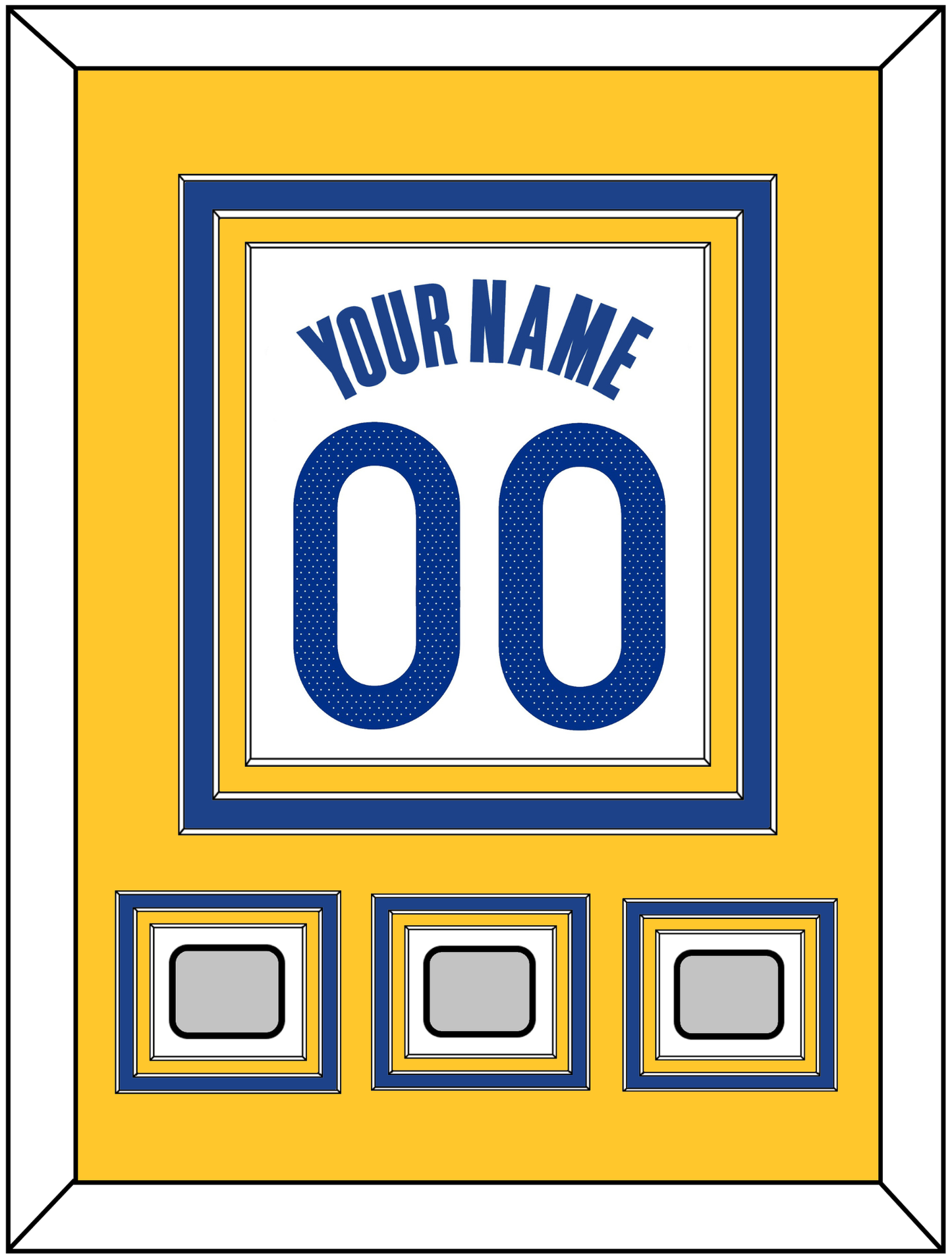 Golden State Name & Number With 3 Champions Patches - White Association - Premier Tier 3