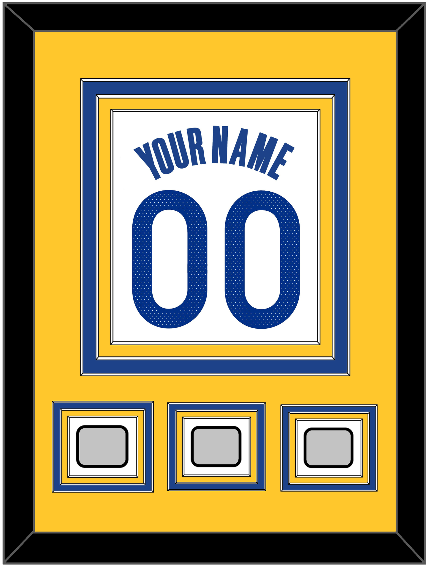 Golden State Name & Number With 3 Champions Patches - White Association - Premier Tier 3
