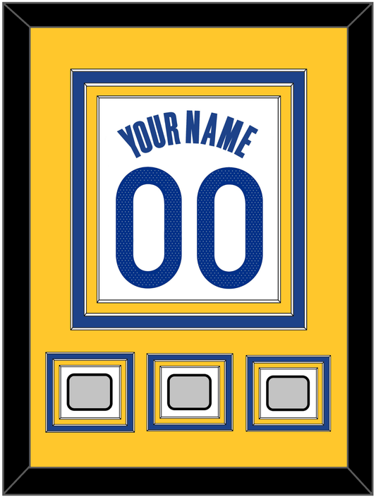 Golden State Name & Number With 3 Champions Patches - White Association - Premier Tier 3