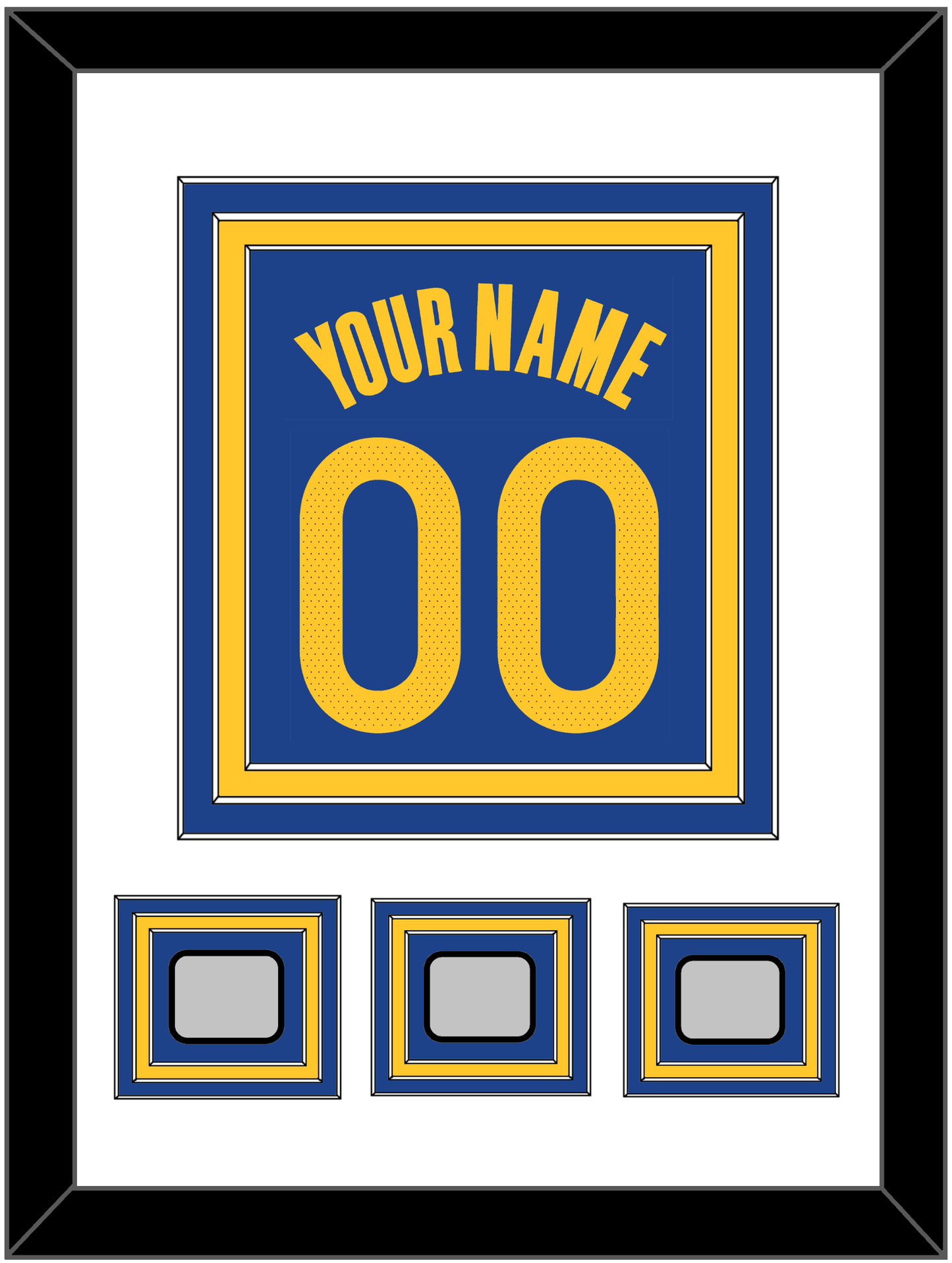 Golden State Name & Number With 3 Champions Patches - Blue Icon - Premier Tier 1