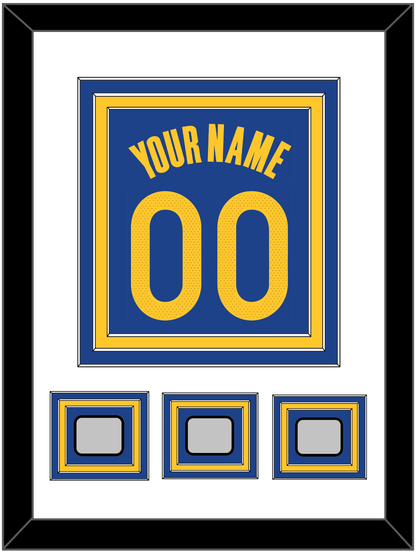 Golden State Name & Number With 3 Champions Patches - Blue Icon - Premier Tier 1