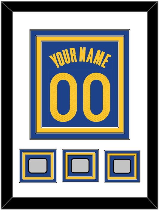 Golden State Name & Number With 3 Champions Patches - Blue Icon - Premier Tier 1