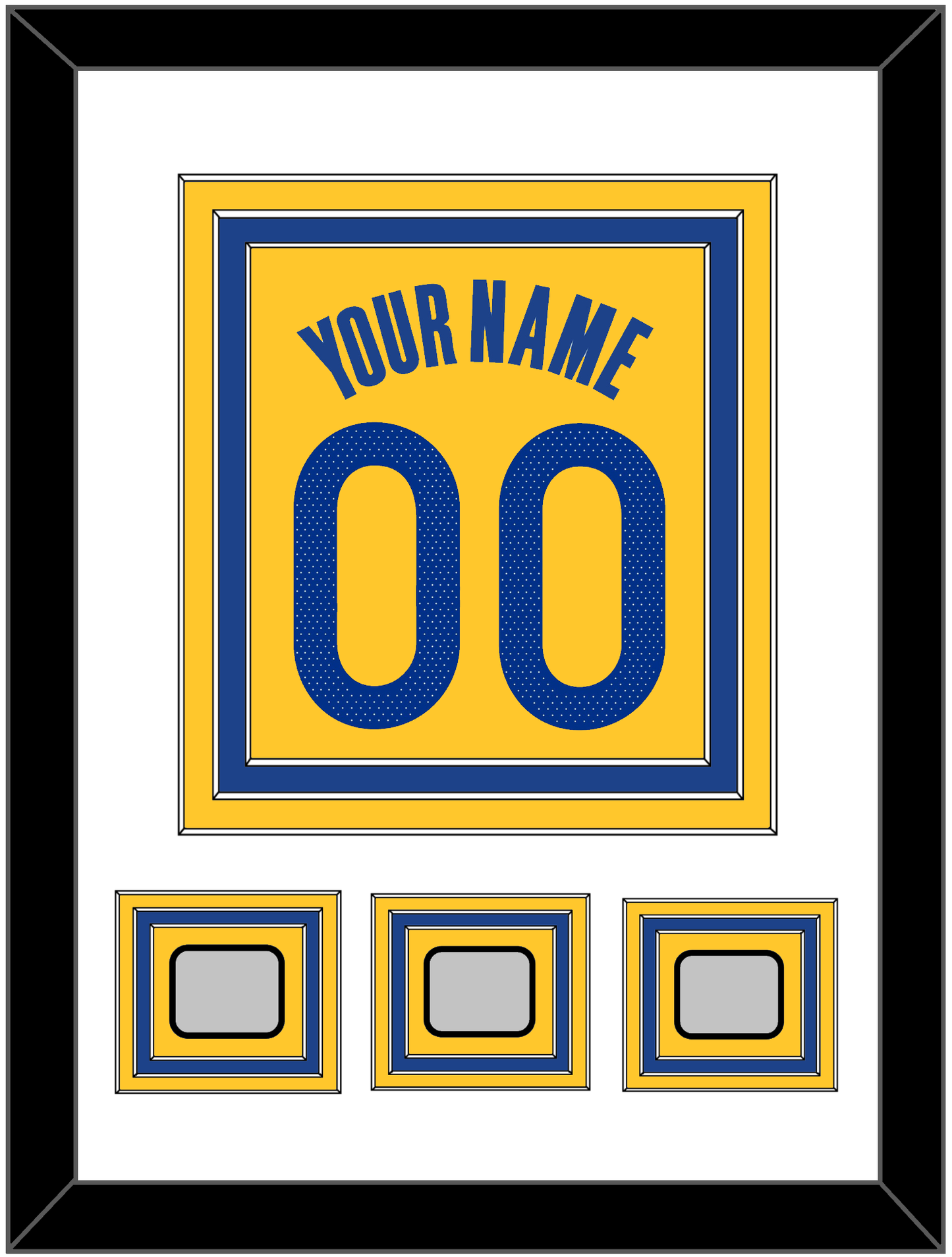 Golden State Name & Number With 3 Champions Patches - Yellow Statement (2019-2022) - Premier Tier 1