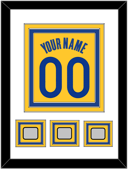 Golden State Name & Number With 3 Champions Patches - Yellow Statement (2019-2022) - Premier Tier 1