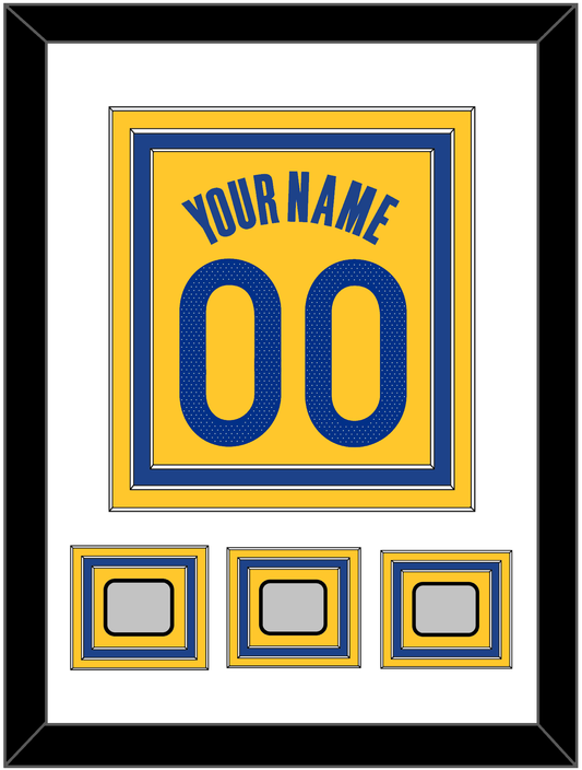 Golden State Name & Number With 3 Champions Patches - Yellow Statement (2019-2022) - Premier Tier 1