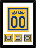 Golden State Name & Number With 3 Champions Patches - Yellow Statement (2019-2022) - Triple Mat 1
