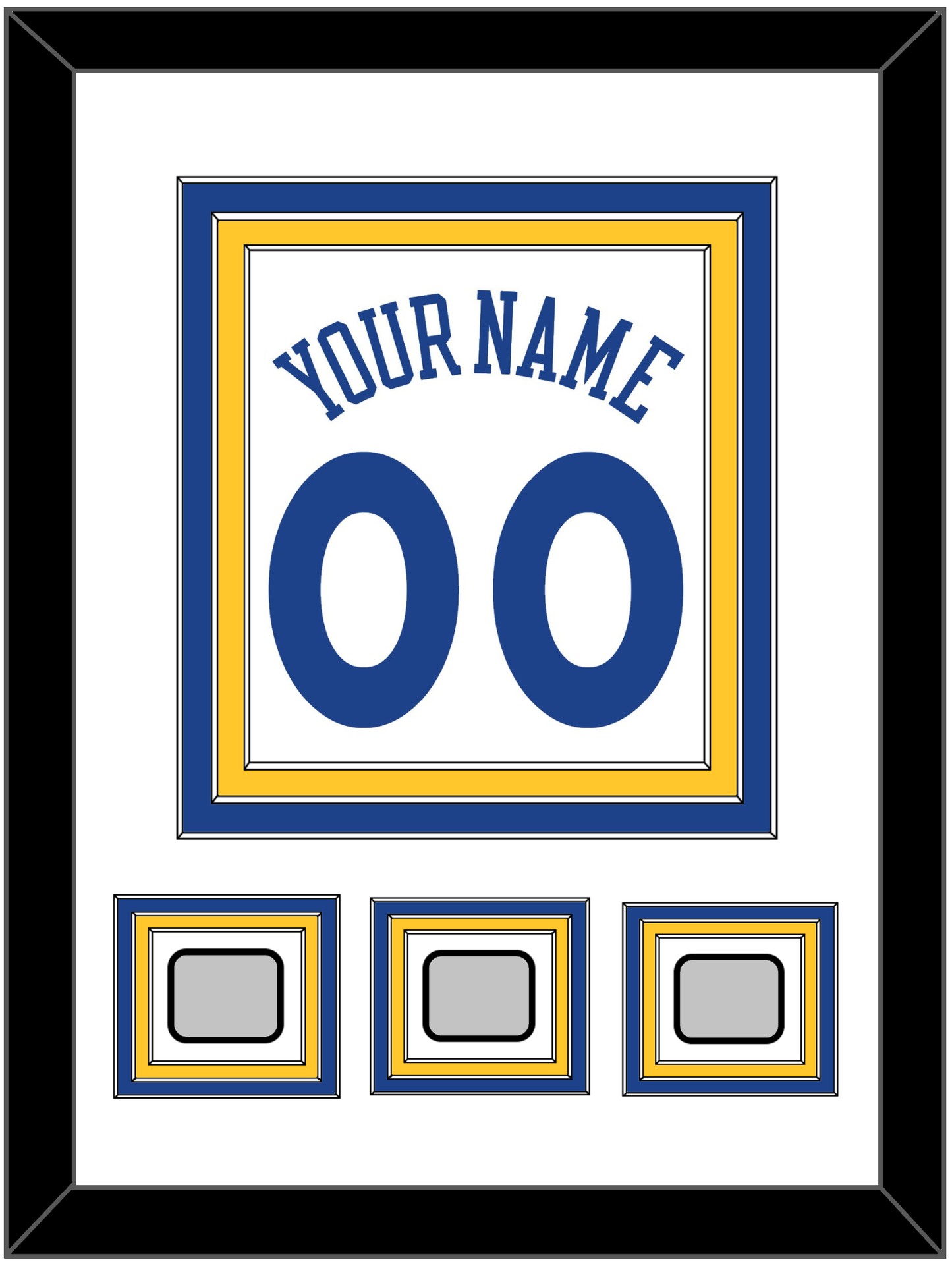 Golden State Name & Number With 3 Champions Patches - Home White (2010-2019) - Premier Tier 1
