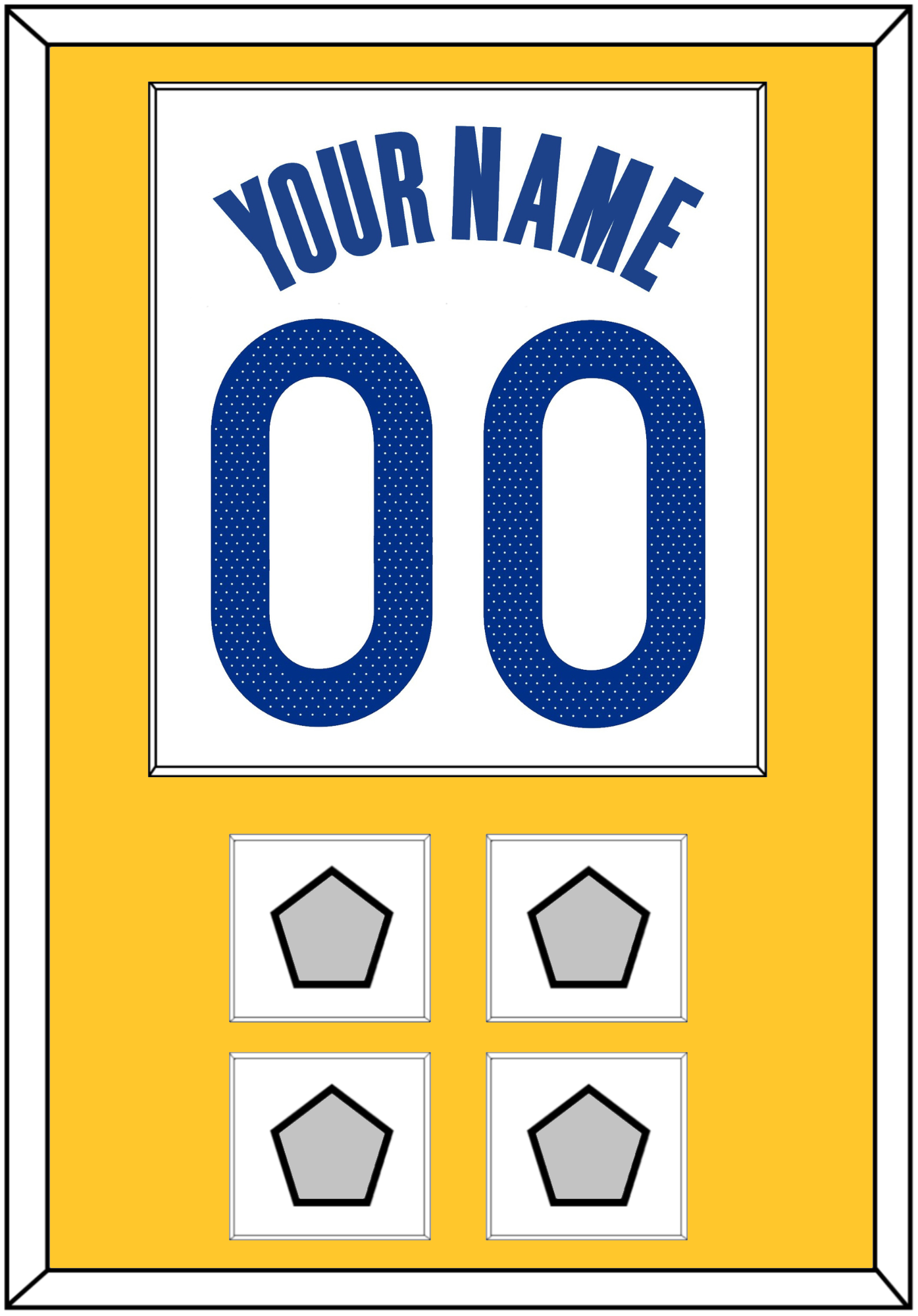 Golden State Name & Number With 4 Champions Patches - White Association - Essential Tier 2