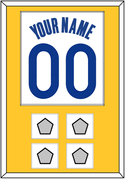 Golden State Name & Number With 4 Champions Patches - White Association - Essential Tier 2