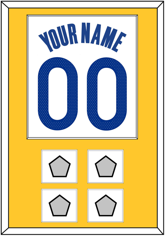 Golden State Name & Number With 4 Finals Patches - White Association - Essential Tier 2
