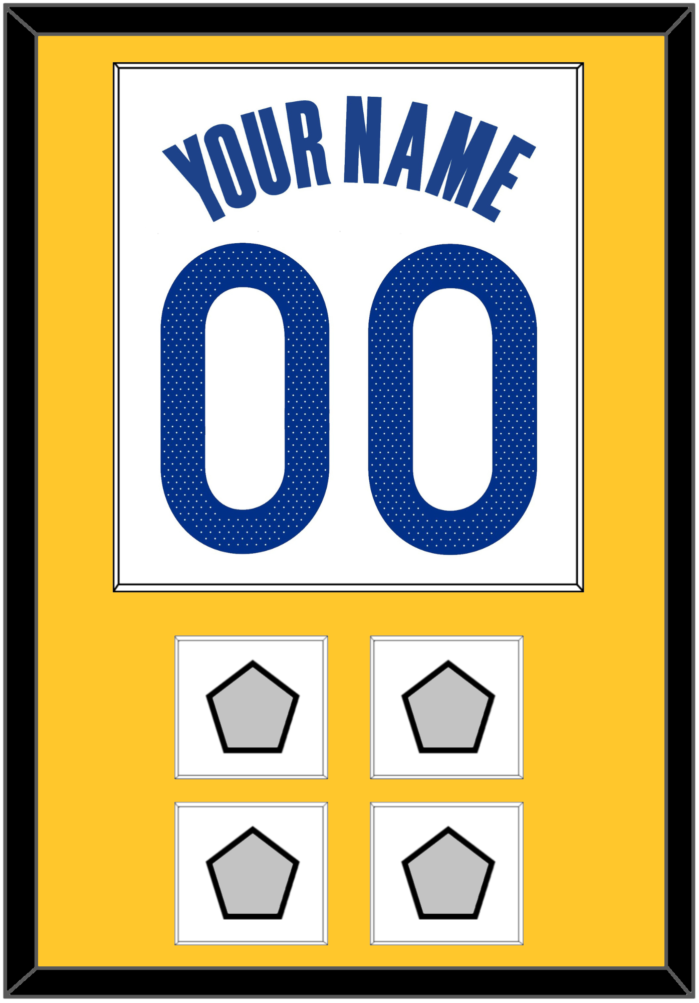 Golden State Name & Number With 4 Champions Patches - White Association - Essential Tier 2
