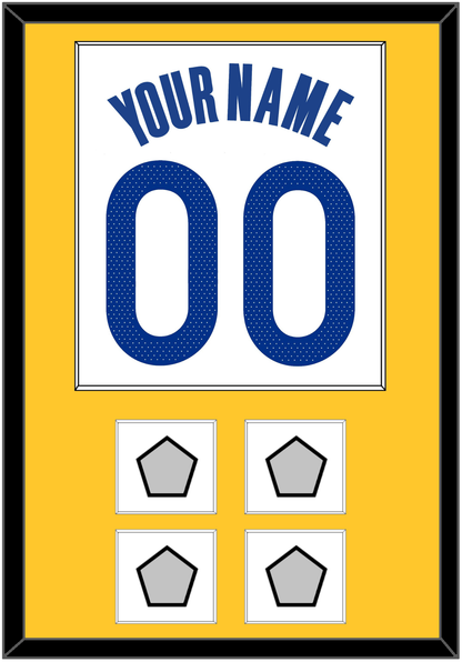 Golden State Name & Number With 4 Finals Patches - White Association - Essential Tier 2