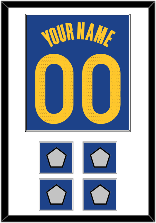 Golden State Name & Number With 4 Champions Patches - Blue Icon - Essential Tier 1