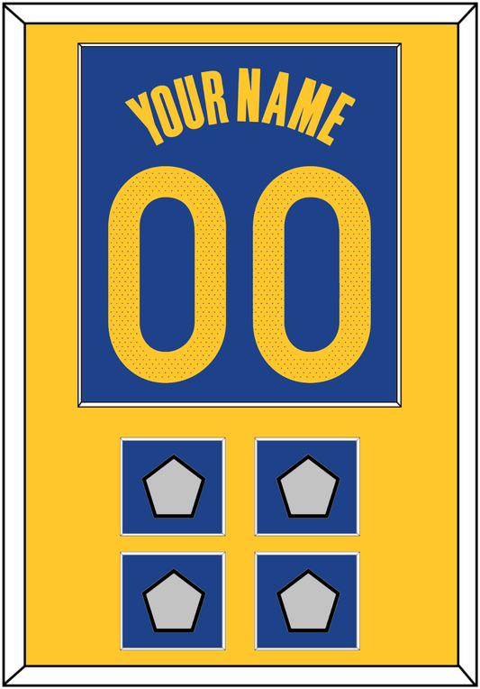 Golden State Name & Number With 4 Champions Patches - Blue Icon - Essential Tier 2