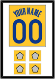 Golden State Name & Number With 4 Champions Patches - Yellow Statement (2019-2022) - Single Mat 1