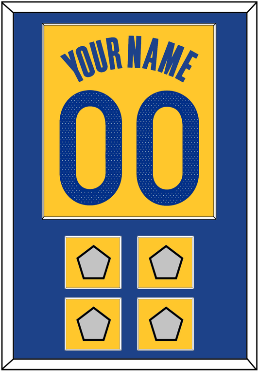 Golden State Name & Number With 4 Champions Patches - Yellow Statement (2019-2022) - Essential Tier 2