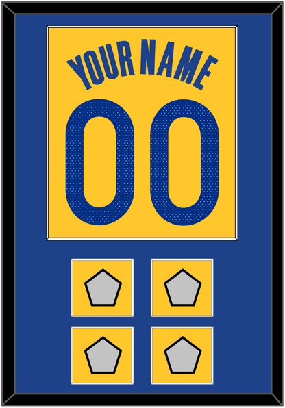 Golden State Name & Number With 4 Champions Patches - Yellow Statement (2019-2022) - Essential Tier 2