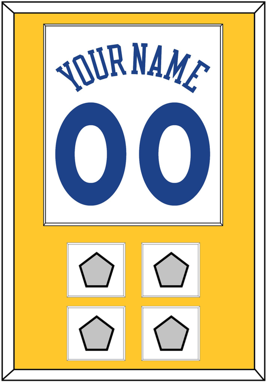 Golden State Name & Number With 4 Champions Patches - Home White (2010-2019) - Essential Tier 2