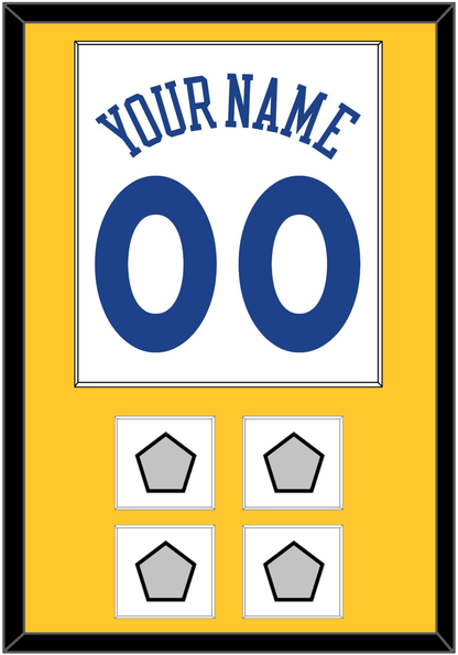 Golden State Name & Number With 4 Champions Patches - Home White (2010-2019) - Essential Tier 2