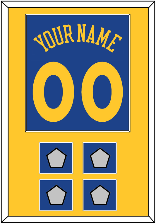 Golden State Name & Number With 4 Champions Patches - Road Blue (2010-2019) - Essential Tier 2
