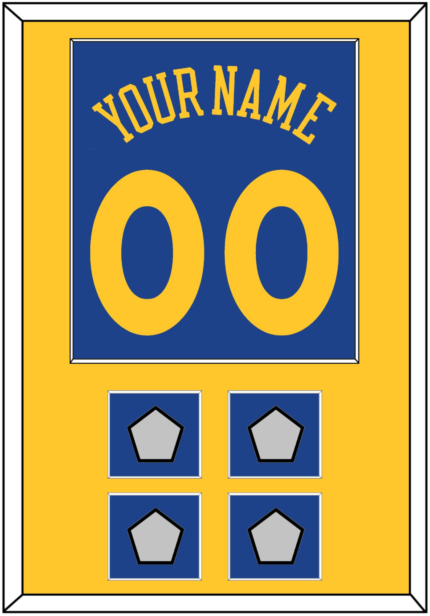 Golden State Name & Number With 4 Finals Patches - Road Blue (2010-2019) - Essential Tier 2