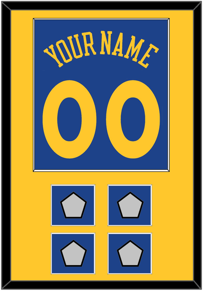Golden State Name & Number With 4 Champions Patches - Road Blue (2010-2019) - Essential Tier 2
