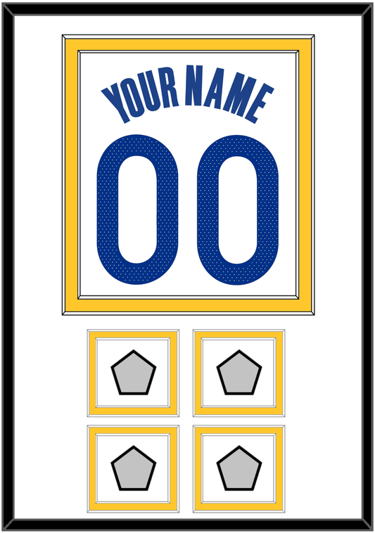 Golden State Name & Number With 4 Champions Patches - White Association - Signature Tier 1