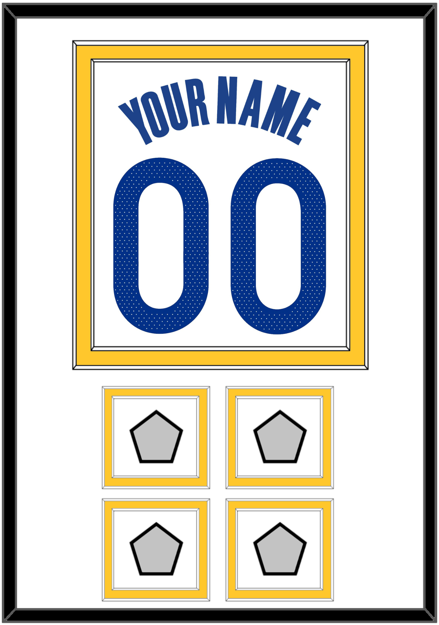Golden State Name & Number With 4 Finals Patches - White Association - Signature Tier 1