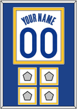 Golden State Name & Number With 4 Champions Patches - White Association - Double Mat 2