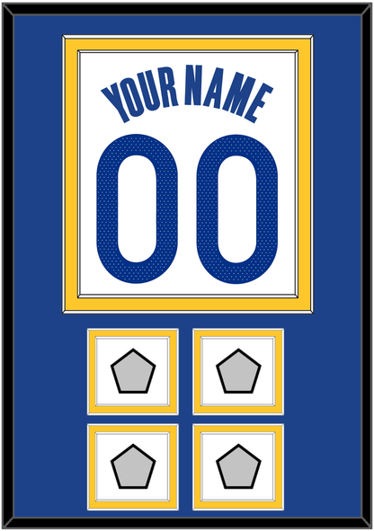 Golden State Name & Number With 4 Champions Patches - White Association - Signature Tier 2