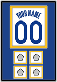 Golden State Name & Number With 4 Champions Patches - White Association - Double Mat 2