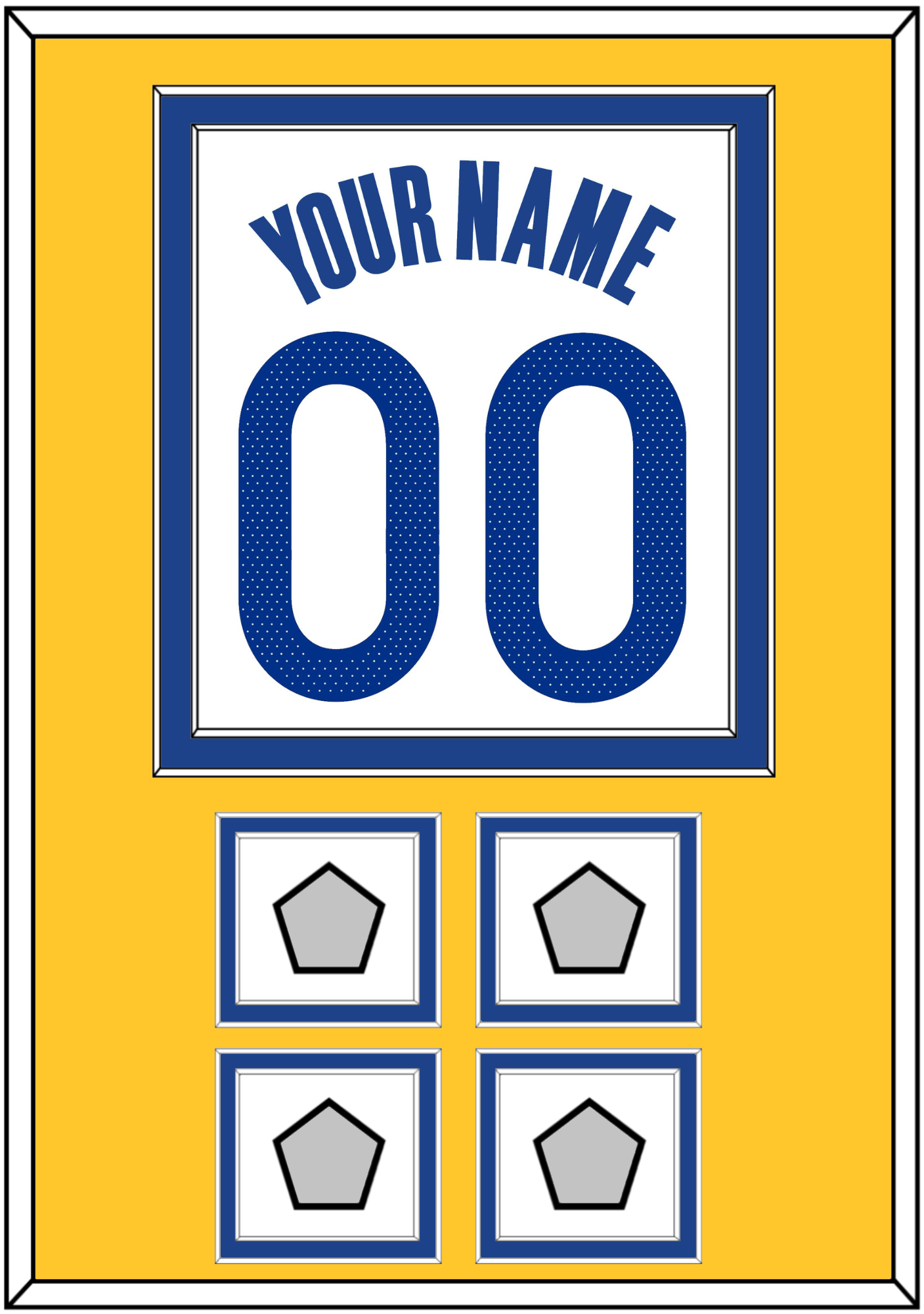 Golden State Name & Number With 4 Champions Patches - White Association - Signature Tier 3