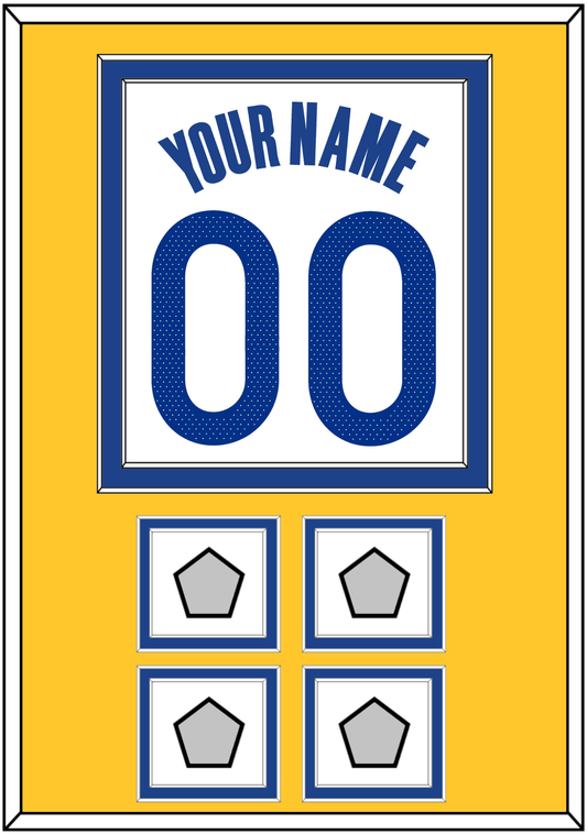Golden State Name & Number With 4 Champions Patches - White Association - Signature Tier 3