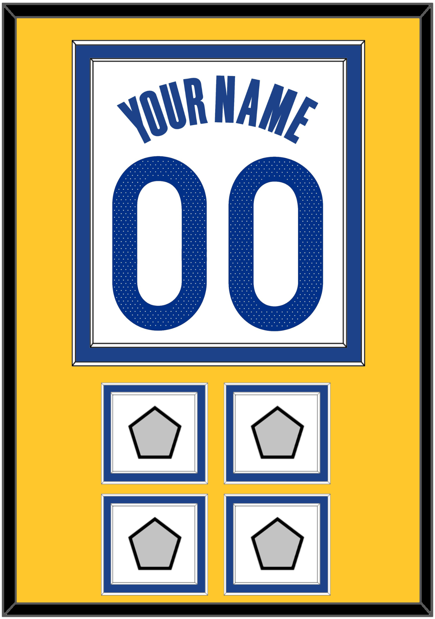 Golden State Name & Number With 4 Champions Patches - White Association - Signature Tier 3