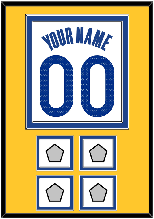 Golden State Name & Number With 4 Champions Patches - White Association - Signature Tier 3