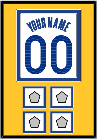 Golden State Name & Number With 4 Finals Patches - White Association - Signature Tier 3