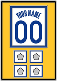 Golden State Name & Number With 4 Finals Patches - White Association - Double Mat 3