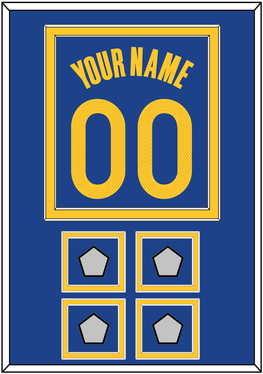 Golden State Name & Number With 4 Champions Patches - Blue Icon - Signature Tier 2