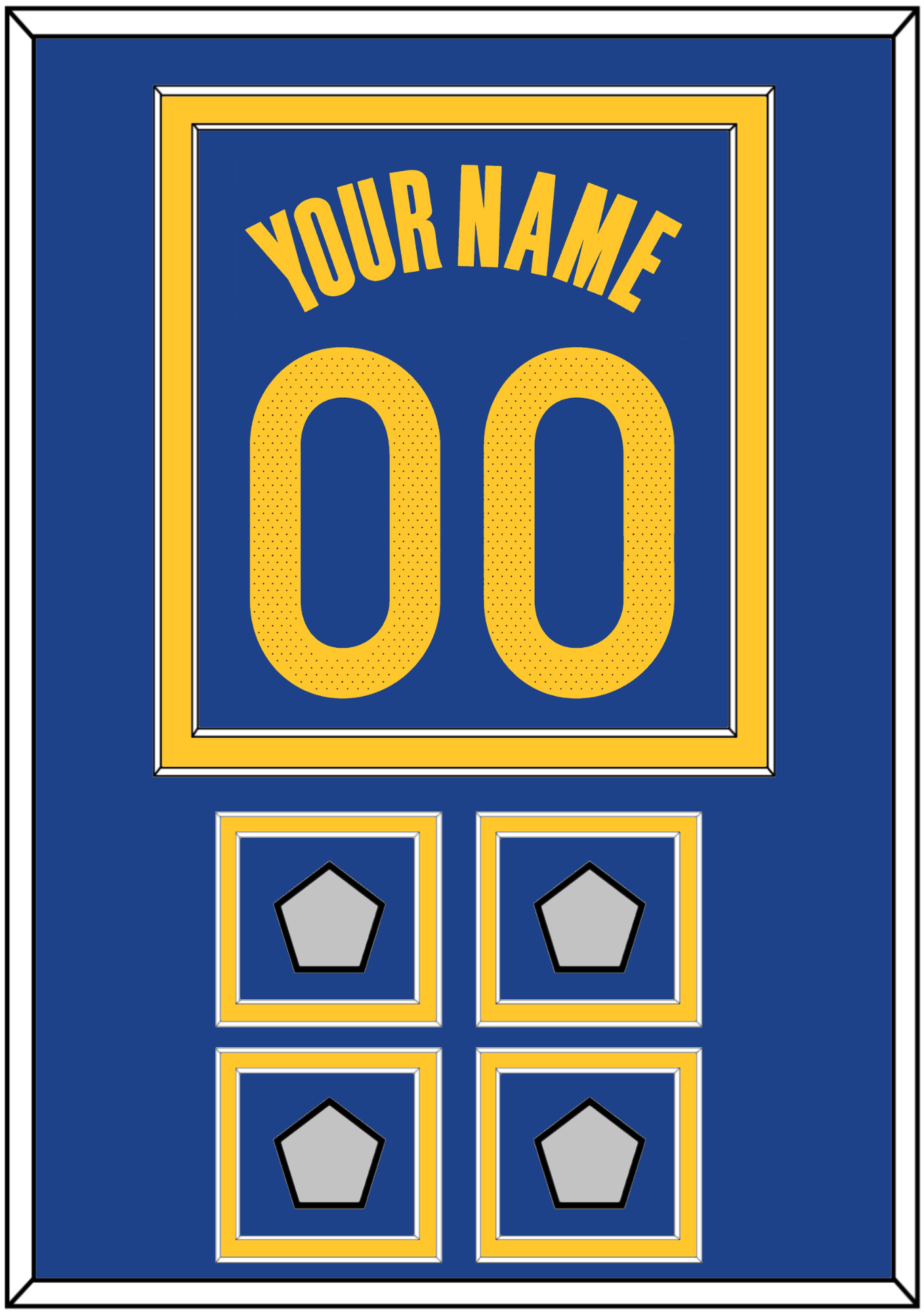 Golden State Name & Number With 4 Finals Patches - Blue Icon - Signature Tier 2